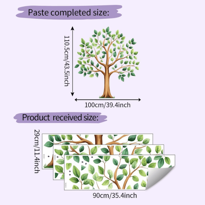 Large Green Tree Wall Decals – Watercolor Plant Design