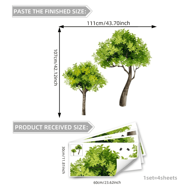 Large Tree Wall Decals – Green Forest Peel & Stick Mural