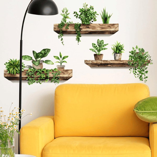 Green Plant Wall Decals 3D Bonsai Tropical Wall Sticker