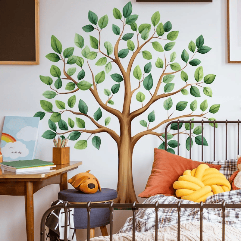 Large Green Tree Wall Decals – Watercolor Plant Design
