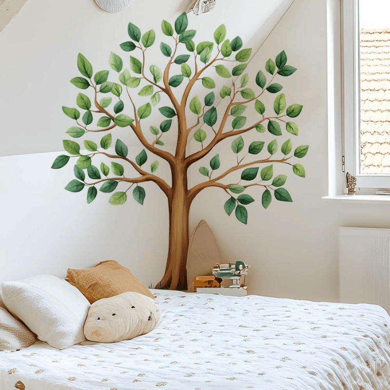 Large Green Tree Wall Decals – Watercolor Plant Design