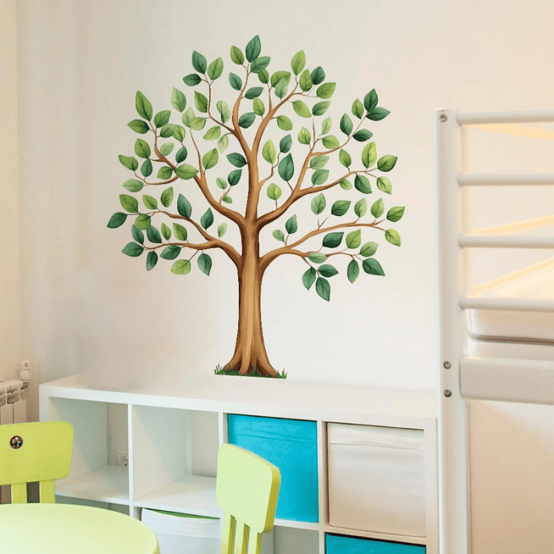 Large Green Tree Wall Decals – Watercolor Plant Design