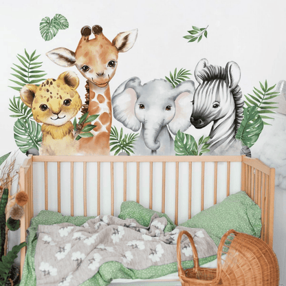 Watercolor Jungle Animal Wall Decals – Safari Nursery Wall Stickers