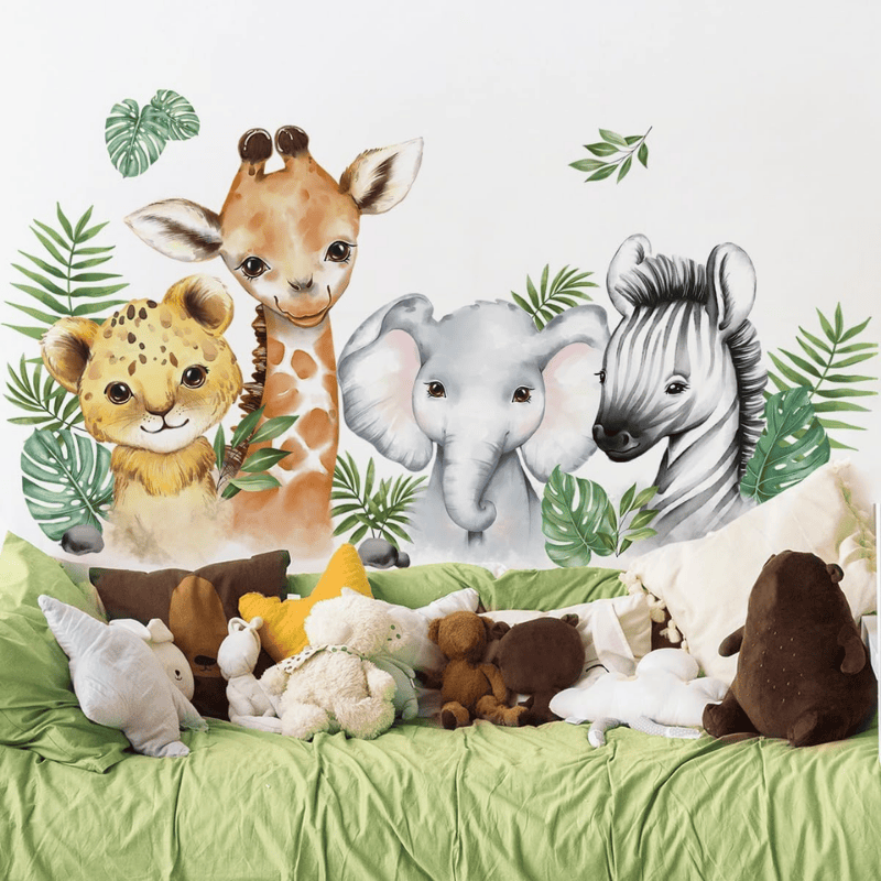 Watercolor Jungle Animal Wall Decals – Safari Nursery Wall Stickers