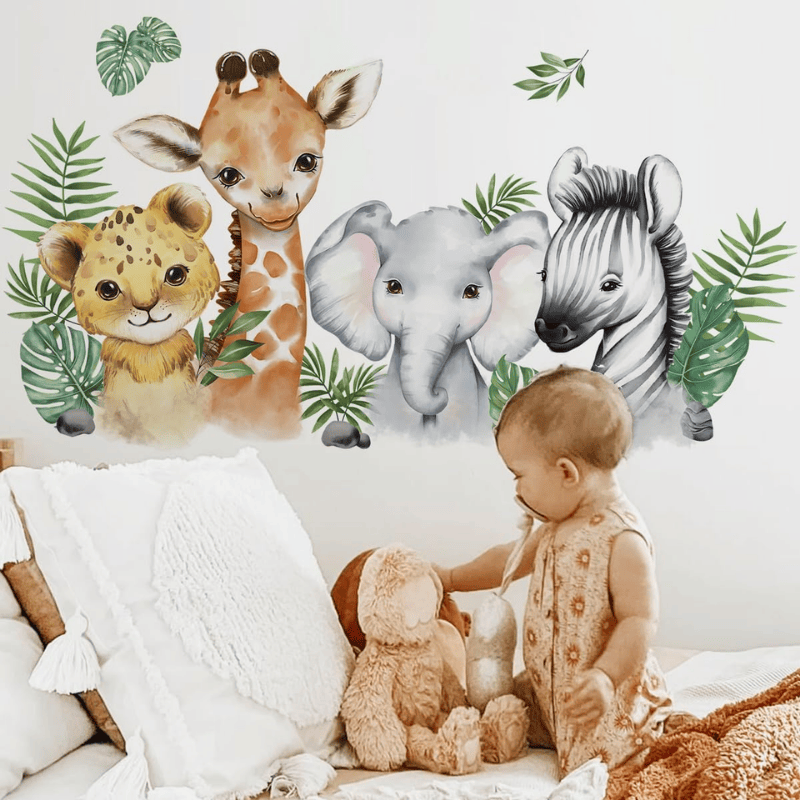 Watercolor Jungle Animal Wall Decals – Safari Nursery Wall Stickers