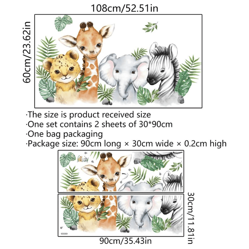 Watercolor Jungle Animal Wall Decals – Safari Nursery Wall Stickers