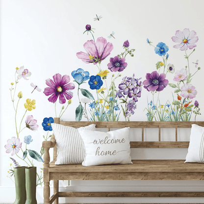 6 Pcs Flowers Wall Decals – Butterfly & Floral Vinyl Stickers