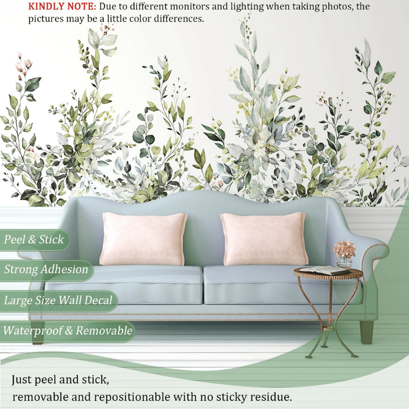 Green Plants Leaves Wall Decals – Floral Vine Stickers