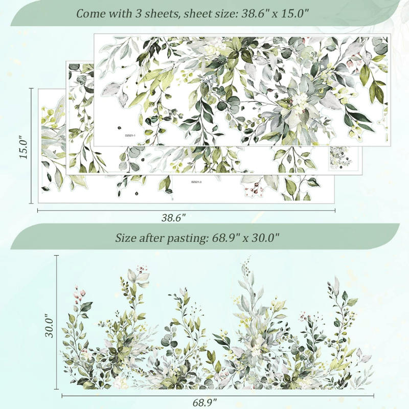 Green Plants Leaves Wall Decals – Floral Vine Stickers