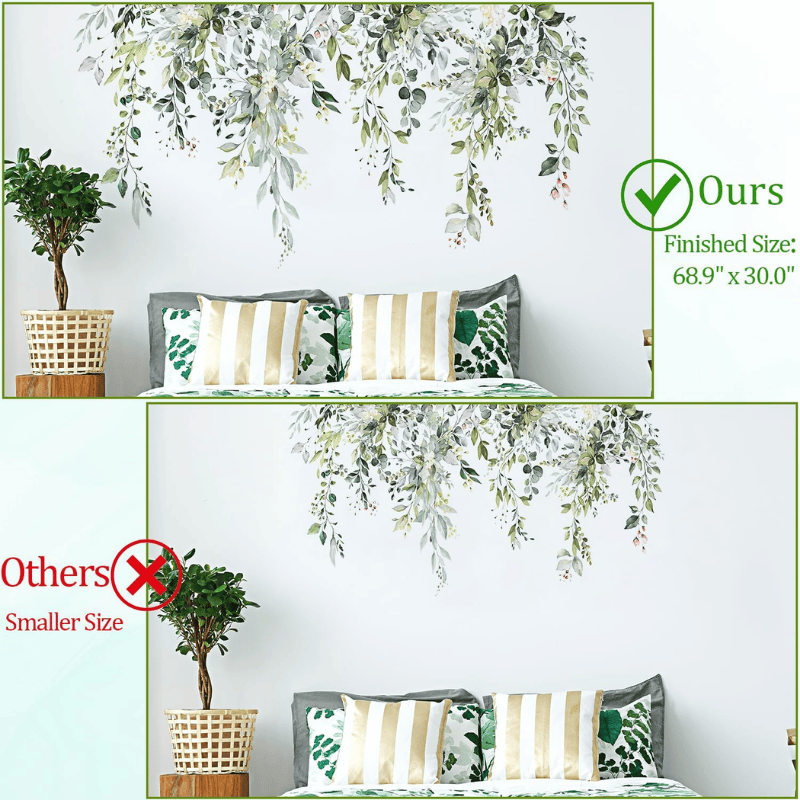 Green Plants Leaves Wall Decals – Floral Vine Stickers