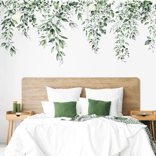 Green Leaves Hanging Vine Wall Stickers – Floral Plant Decals