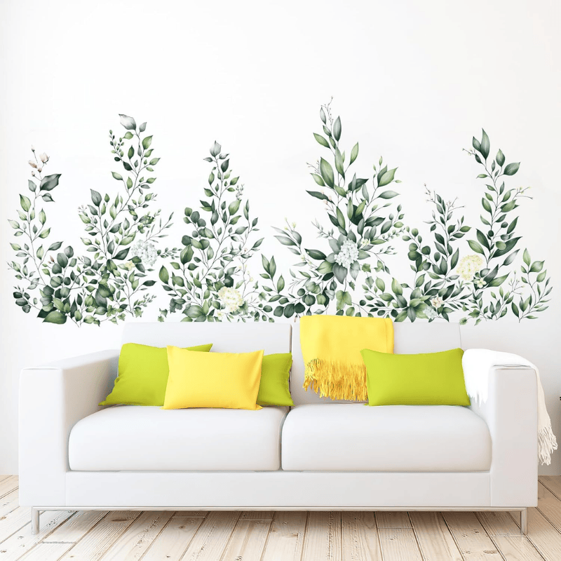 Green Leaves Hanging Vine Wall Stickers – Floral Plant Decals