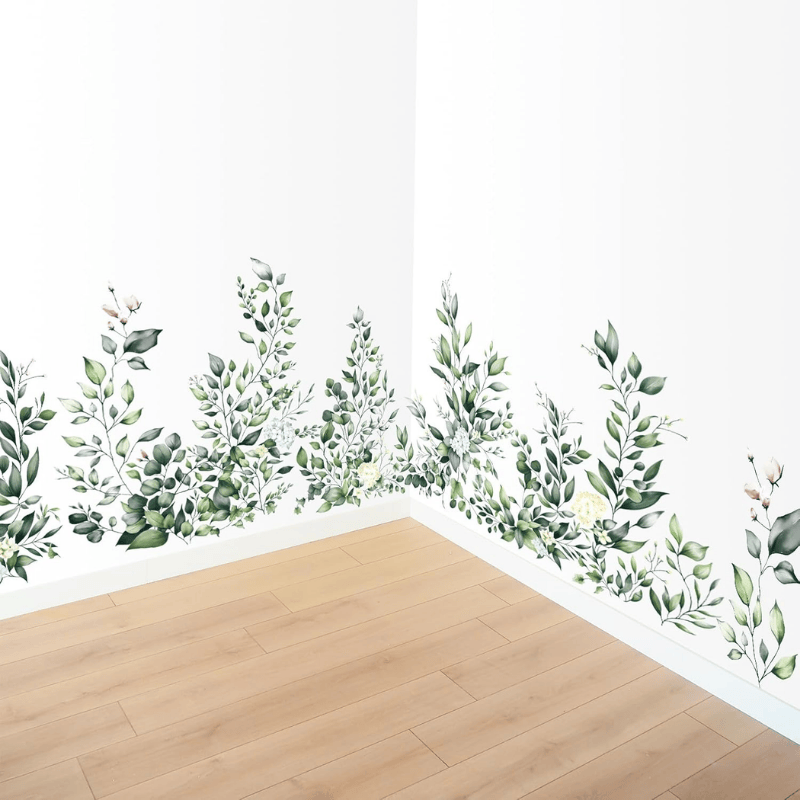 Green Leaves Hanging Vine Wall Stickers – Floral Plant Decals
