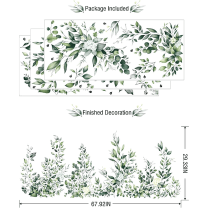Green Leaves Hanging Vine Wall Stickers – Floral Plant Decals