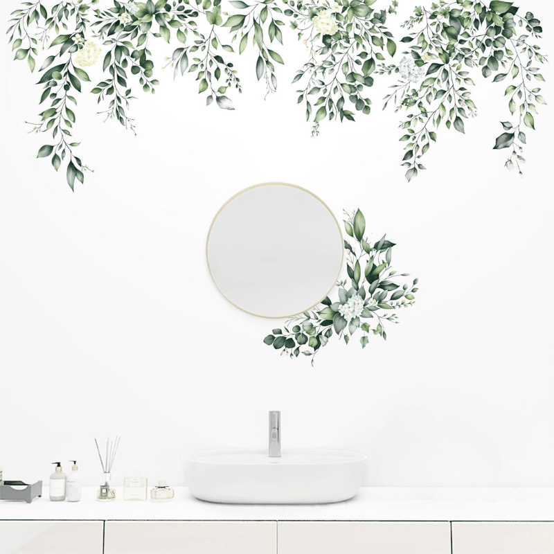 Green Leaves Hanging Vine Wall Stickers – Floral Plant Decals