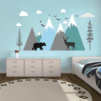 Baby Room Wall Decal – Mountain Tree Adventure Theme