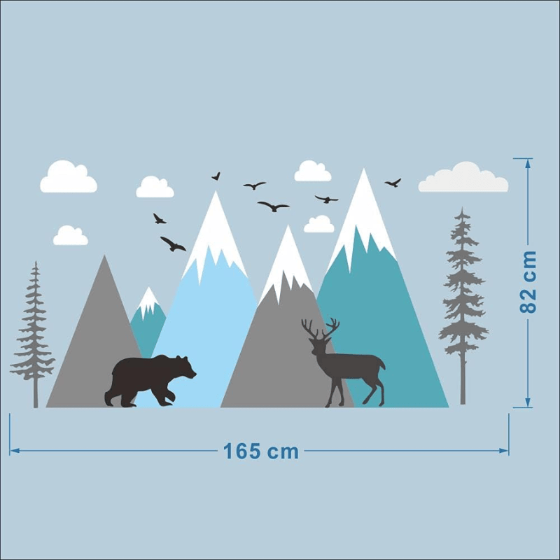 Baby Room Wall Decal – Mountain Tree Adventure Theme