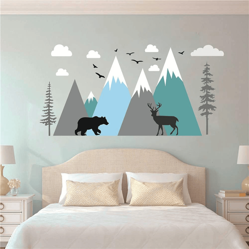 Baby Room Wall Decal – Mountain Tree Adventure Theme