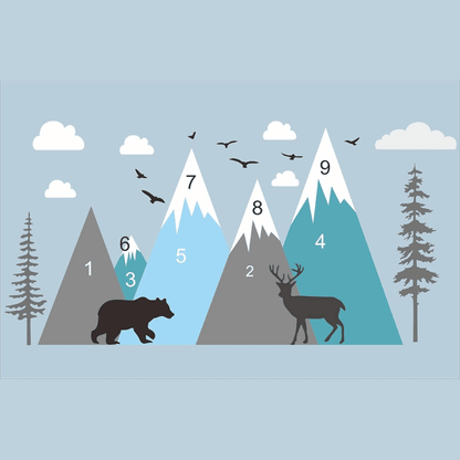 Baby Room Wall Decal – Mountain Tree Adventure Theme