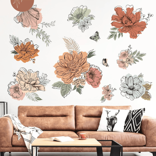 Boho Vintage Large Flower Wall Decals