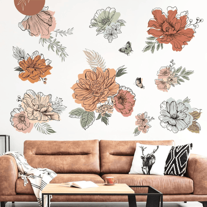 Boho Vintage Large Flower Wall Decals