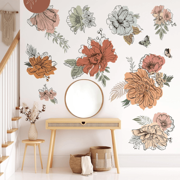 Boho Vintage Large Flower Wall Decals