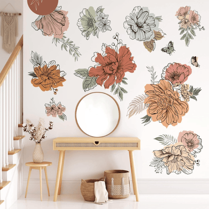 Boho Vintage Large Flower Wall Decals