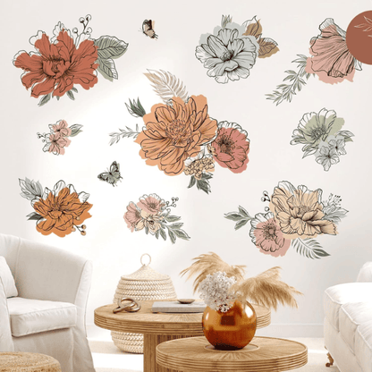 Boho Vintage Large Flower Wall Decals