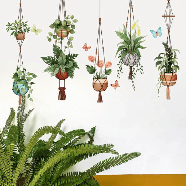 Green Hanging Potted Wall Decals