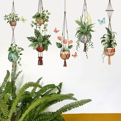 Green Hanging Potted Wall Decals