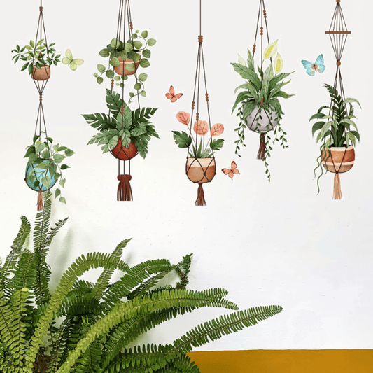 Green Hanging Potted Wall Decals