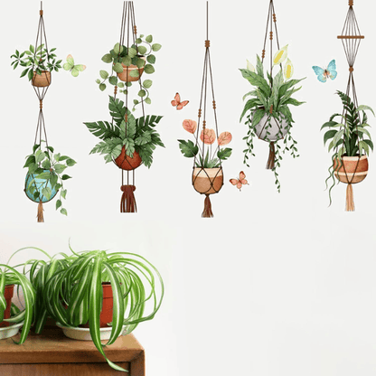 Green Hanging Potted Wall Decals
