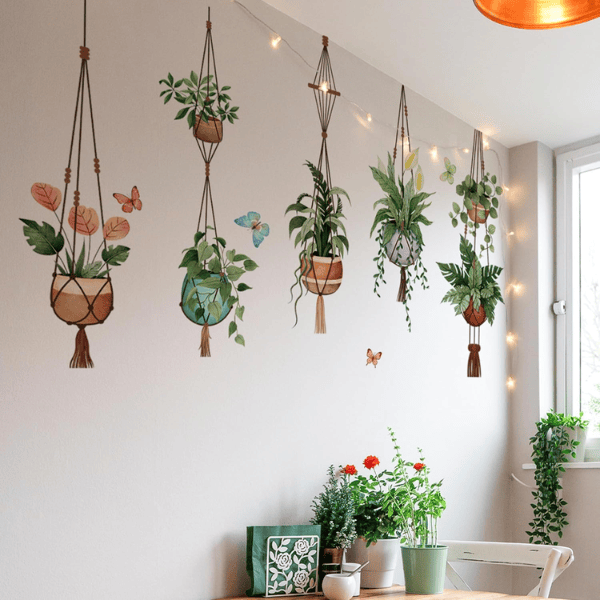 Green Hanging Potted Wall Decals