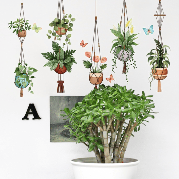Green Hanging Potted Wall Decals