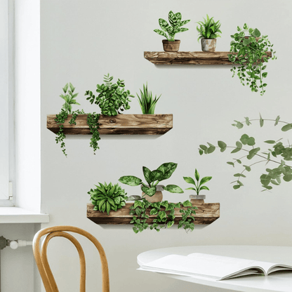 Green Plant Wall Decals 3D Bonsai Tropical Wall Sticker